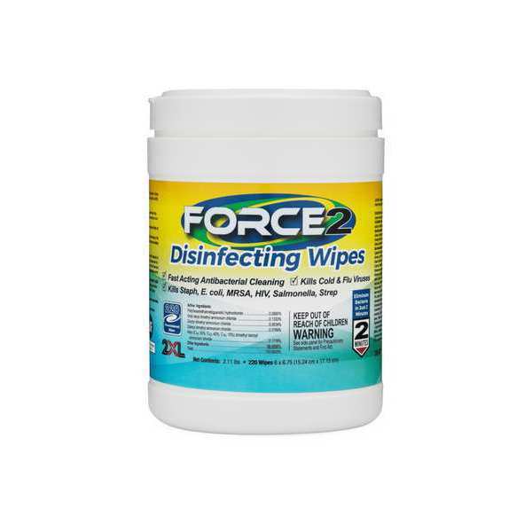 2Xl Disinfecting Wipes, White, Canister, 6 in x 6 3/4 in, Citrus, 6 PK 2XL407