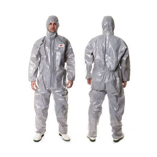 3M Protective Coverall, Gray, Polypropylene/Polyethylene, Zipper 4570-3XL