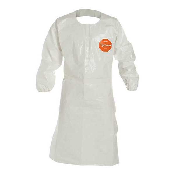 Tychem Sleeved Apron, 2XL, Wht, Tychem 4000, PK25 SL275TWH2X0025HL