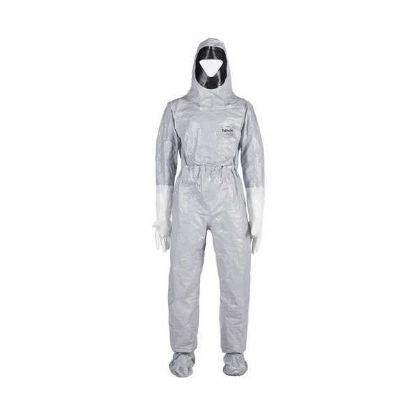 Tychem 6000 Hooded Coverall, Gray, Tychem(R) 6000, Hook-and-Loop TF611TGYMD000110