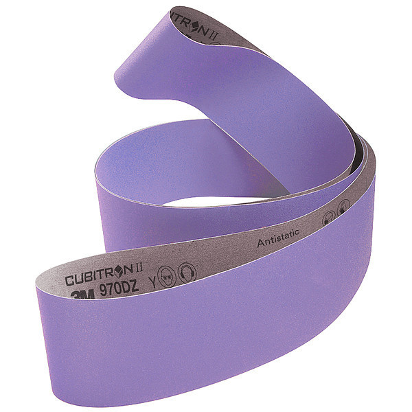 3M Cubitron Sanding Belt, Coated, Ceramic, 80 Grit, Not Applicable, 970DZ, Purple 970DZ