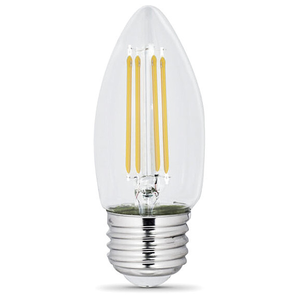 Feit Electric 5.5 W, Compact LED Bulb, White, B10, 2700K Temp. Clear, Dimmable BPETC60927CAFIL/2/RP