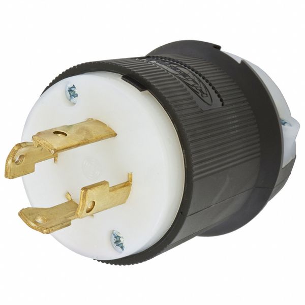 Hubbell HBL2731ST - Twist-Lock® EdgeConnect™ Plug with Spring Termination, 30A, 3P 480V, L16-30P, Black and White Nylon HBL2731ST