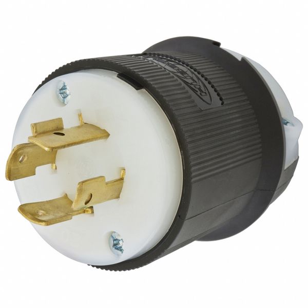 Hubbell HBL2431ST - Twist-Lock® EdgeConnect™ Plug with Spring Termination, 20A, 3P 480V, L16-20P, Black and White Nylon HBL2431ST