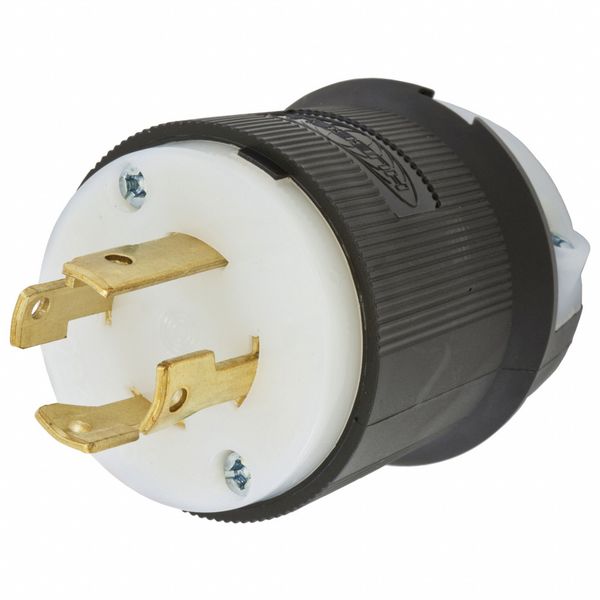 Hubbell HBL2721ST - Twist-Lock® EdgeConnect™ Plug with Spring Termination, 30A, 3P 250V, L15-30P, Black and White Nylon HBL2721ST