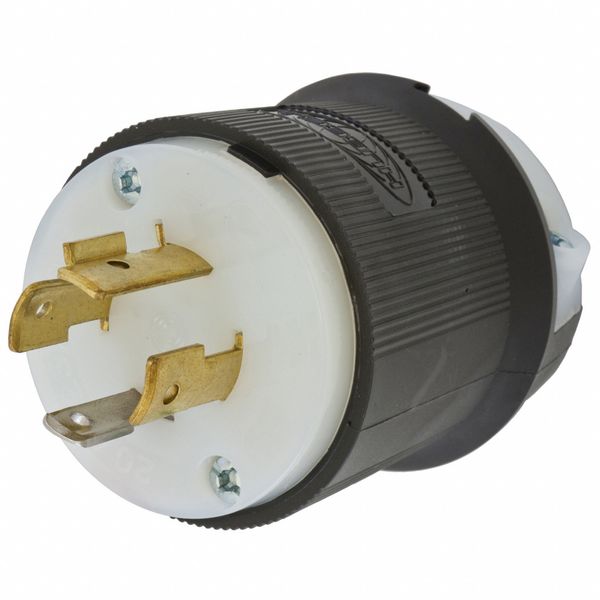 Hubbell HBL2411ST - Twist-Lock® EdgeConnect™ Plug with Spring Termination, 20A, 125/250V, L14-20P, Black and White Nylon HBL2411ST