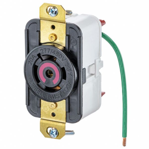 Hubbell HBL2520ST - Twist-Lock® EdgeConnect™ Receptacle with Spring Termination, 20A, 277/480V, L22-20R, Black HBL2520ST