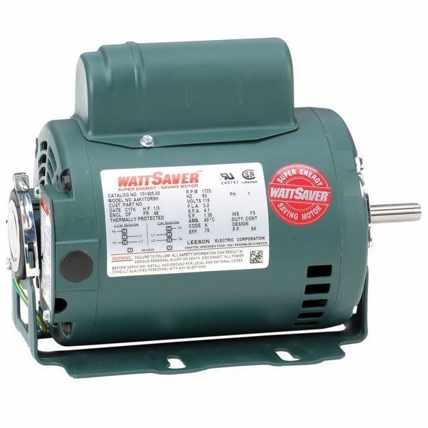 Leeson HVAC Motor, 0.33 hp, 115VAC, Shaft 1 1/2" L 101405.00