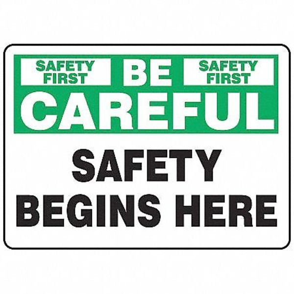 Accuform Safety First Sign, 10" H, 14" W, Plastic, Rectangle, English, MGNF978VP MGNF978VP