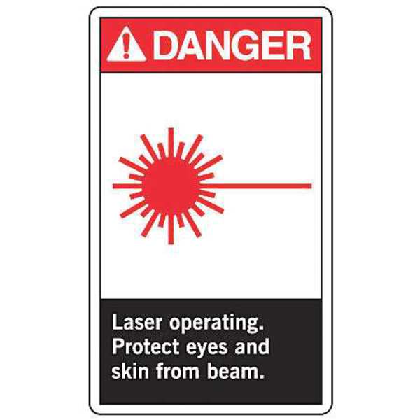 Accuform Safety Label, 5 in H, 3 1/2 in W, Vinyl, Vertical Rectangle, LRAD001VSP LRAD001VSP