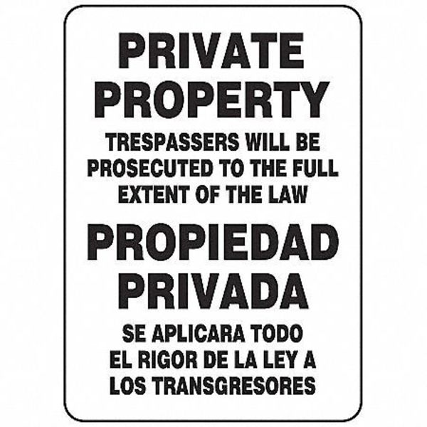 Accuform Spanish-Bilingual Private Property Sign, 14 in Height, 10 in Width, Plastic, Rectangle SBMATR541VP