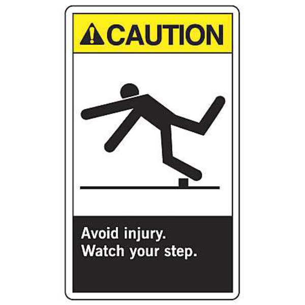 Accuform Caution Sign, 10" H, 7" W, Plastic, Rectangle, English, MRTF601VP MRTF601VP