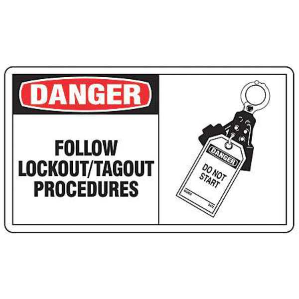 Accuform Safety Label, 3 1/2 in Height, 5 in English, LLKT003VSP LLKT003VSP