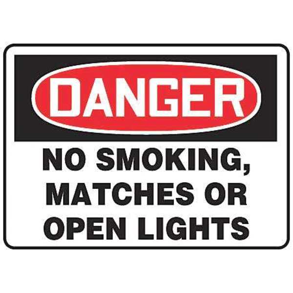 Accuform Danger No Smoking Sign, 7" H, 10" W, Rectangle, English, MSMK135VA MSMK135VA