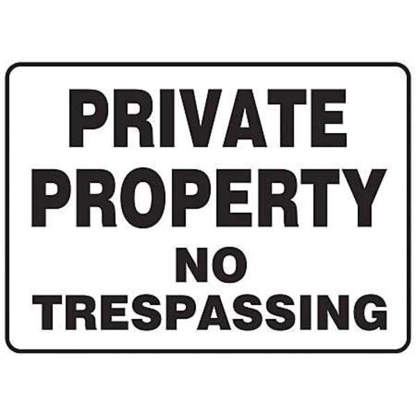 Accuform Private Property Sign, 10 in Height, 14 in Width, Aluminum, Rectangle, English MATR522VA