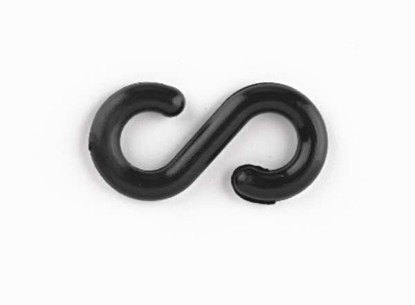 Zoro Select 1.5" S-Hook - Black, Acetal, 10 pk 30303-10