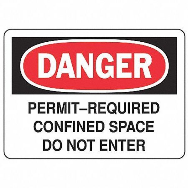 Accuform Danger Sign, 7X10", R and BK/Wht, Al, Eng, MCSP007VA MCSP007VA