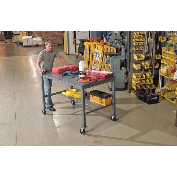 Jamco Workbench, Steel, 60 in W, 35 in to 39 in Height, 1,400 lb, Straight MW360P505GP