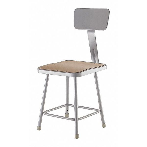 National Public Seating Square Stool with Backrest, Height 18"Gray 6318B