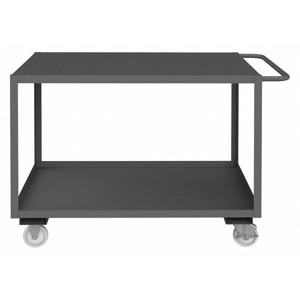 Zoro Select Utility Cart with Lipped & Flush Metal Shelves, Steel, Flat, 2 Shelves, 1,200 lb RSC-3048-2-TLD-95
