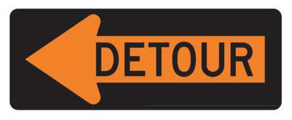 Lyle Detour Left Traffic Sign, 18 in Height, 48 in Width, Aluminum, Horizontal Rectangle, English M4-10L-48HA