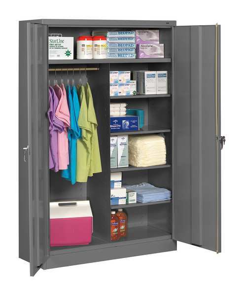 Tennsco 20/22 ga. ga. Carbon Steel Storage Cabinet, 48 in W, 78 in H, Stationary J2478C MED GREY