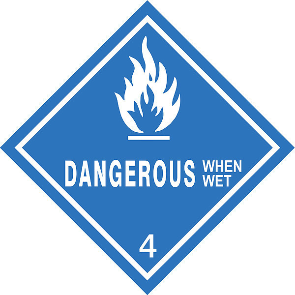Stranco 4" x 4", DOT Label, Dangerous When Wet LegendWhite on Blue HMSL-0044-V25