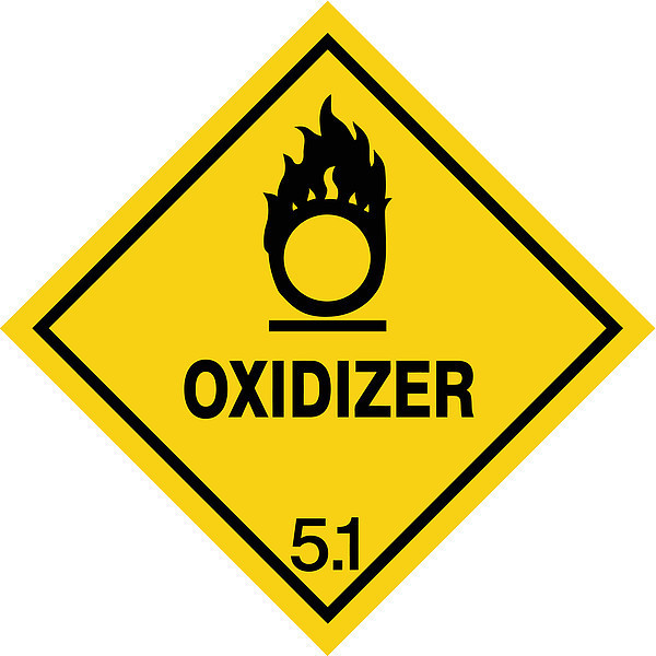 Zoro Select Oxidizer DOT Label, Class 5, Black/Yellow, Pk100 9DYT8