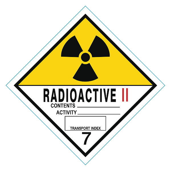 Zoro Select DOT Label Radioactive II Black, Red/White, Yellow, Pk100 9FEF2