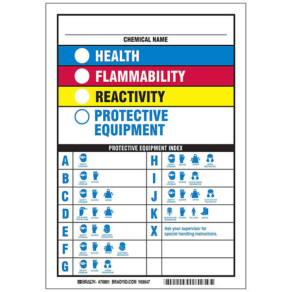 Brady Rectangle NFPA Label 10"H x 7"W, Multicolor 70801