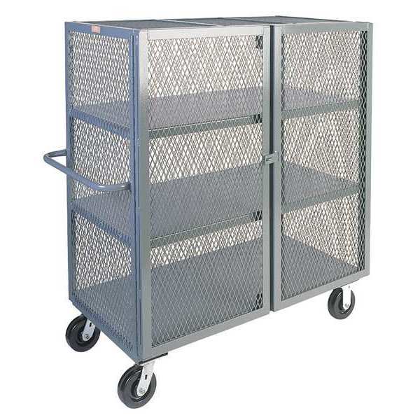 Jamco Dual-Latch Welded Mesh Security Cart with Fixed Shelves 3,000 lb Capacity, 40 in W x 54 in L x VC448P600GP