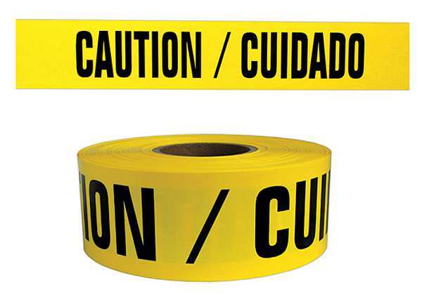 Zoro Select Barricade Tape, Caution/Cuidado, 1000 ft. BT066