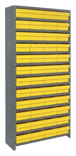 Quantum Storage Systems Steel Enclosed Bin Shelving, 36 in W x 75 in H x 18 in D, 13 Shelves, Gray/Yellow CL1875-606YL