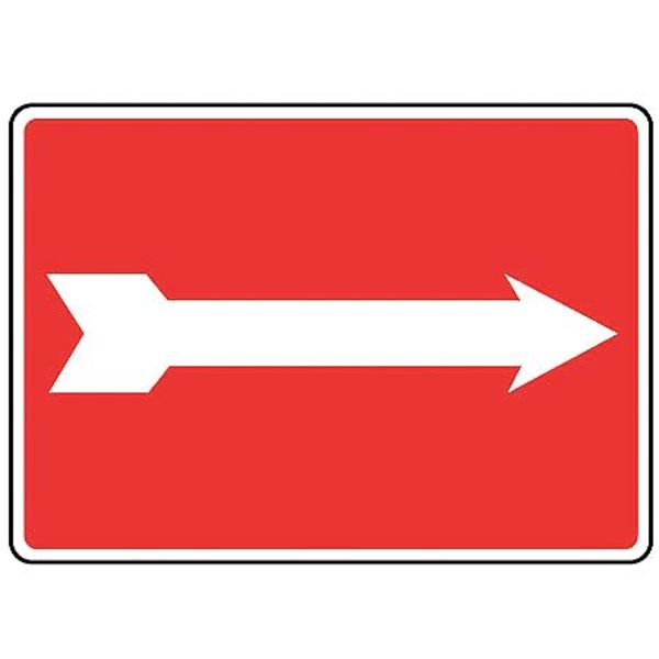 Accuform Directional Arrow Sign, No Text, 14" W, 10" H, Plastic, Red MADM485VP