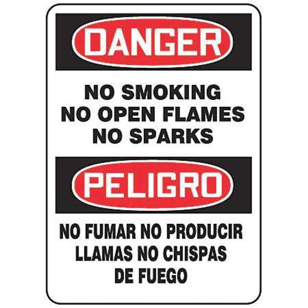Accuform No Smoking Sign, 14 in H, 10" W, Plastic, Rectangle, English, Spanish, SBMSMK012VP SBMSMK012VP