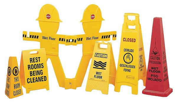 Safety Sign Two Sided Floor Stand Sign, 24 3/8 in Height, Plastic, English 28967