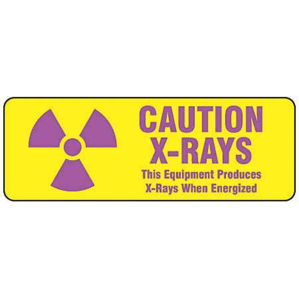 Brady Radiation Caution Sign, 3 1/2 in H, 10 in W, Polyester, Rectangle, 20110KLS 20110KLS