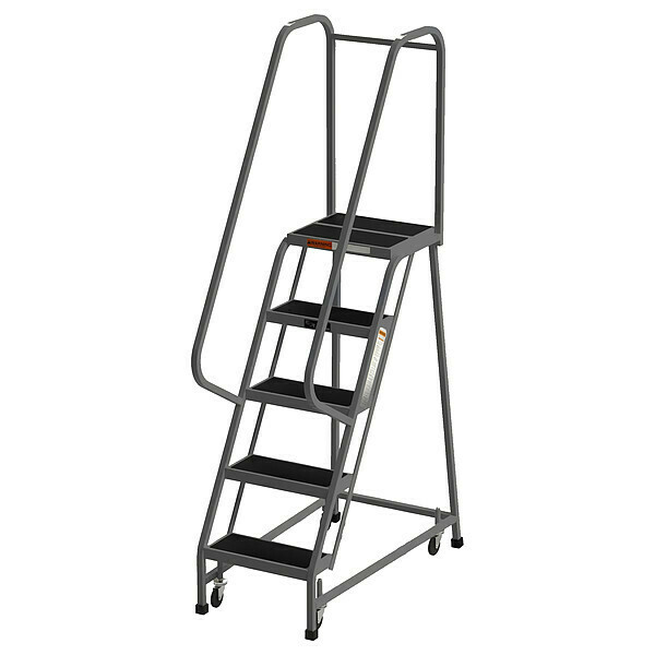 Ega 80 in H Steel Rolling Ladder, 5 Steps, 450 lb Load Capacity F008-G
