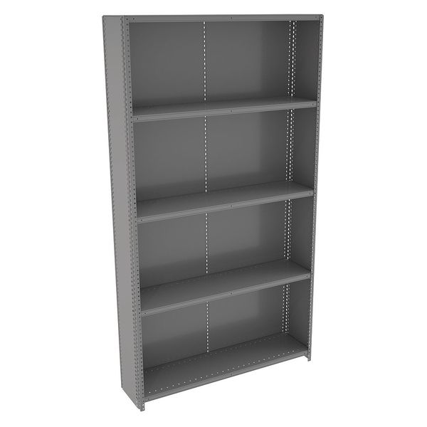 Tennsco Metal Shelving Unit, 12"D x 48"W x 87"H, 5 Shelves, Carbon Steel QC5-4812S