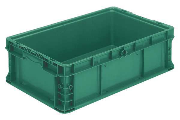 Orbis Straight Wall Container, Green, Plastic, 24 in L, 15 in W, 7 1/2 in H, 1.09 cu ft Volume Capacity NSO2415-7 GREEN