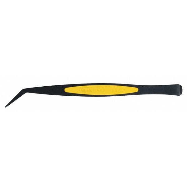 General Tools Tweezer, LED, Serrated Bent Tip, 4-13/64 In 70408