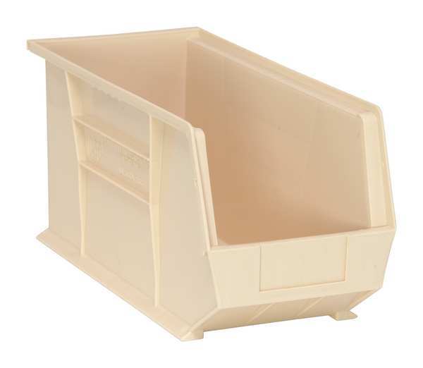 Quantum Storage Systems 60 lb Hang & Stack Storage Bin, Polypropylene, 8 1/4 in W, 9 in H, 18 in L, Ivory QUS265IV