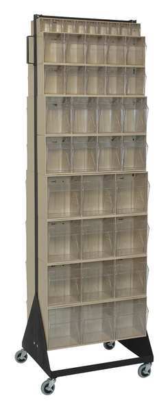 Quantum Storage Systems Steel And High Impact Polystyrene Mobile Double Sided Tip Out Bin Rack, 23 5/8 in W x 52 in H x QFS270-72+QFS400IV