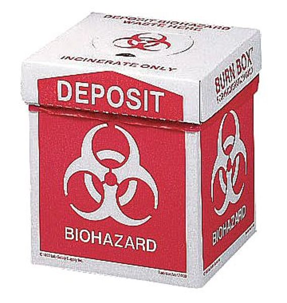 Zoro Select Biohazard Burn Box, 12 In. H, 8 In. W, PK6 17-789