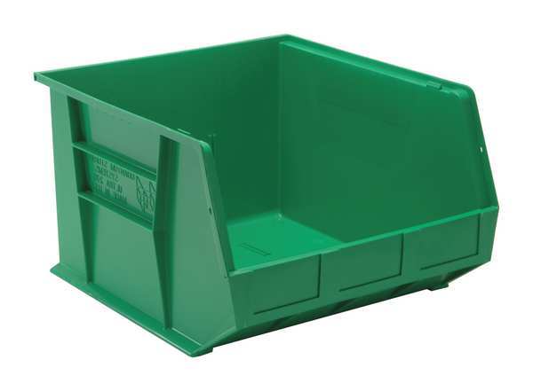 Quantum Storage Systems 75 lb Hang & Stack Storage Bin, Polypropylene, 16 1/2 in W, 11 in H, 18 in L, Green QUS270GN