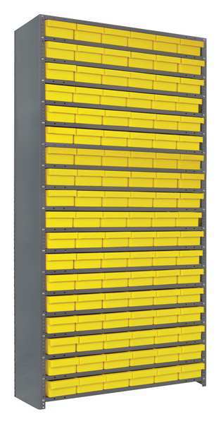 Quantum Storage Systems Steel Enclosed Bin Shelving, 36 in W x 75 in H x 12 in D, 19 Shelves, Yellow CL1275-401YL
