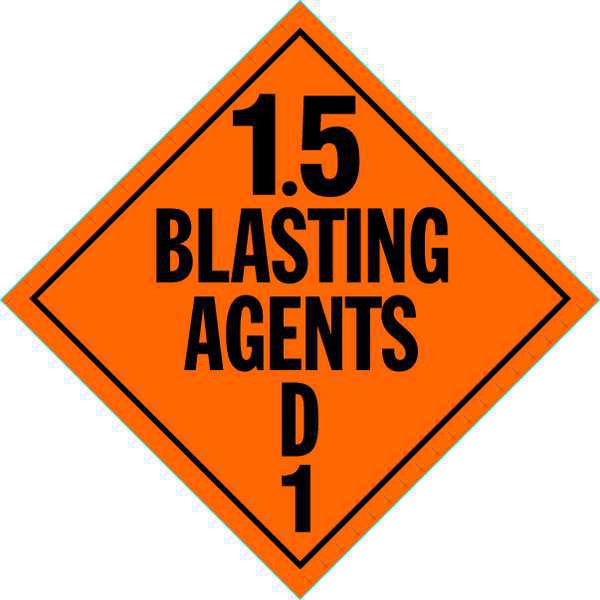 Stranco Vehicle Placard, 1.5 Blasting Agent DOTP-0101-PS