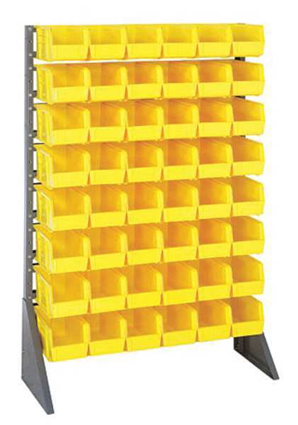 Quantum Storage Systems Steel Bin Rail Floor Rack, 36 in W x 15 in D x 54 in H, Yellow QRU-16S-230-48YL