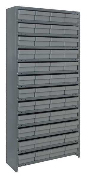 Quantum Storage Systems Steel Enclosed Bin Shelving, 36 in W x 75 in H x 18 in D, 13 Shelves, Gray CL1875-606GY