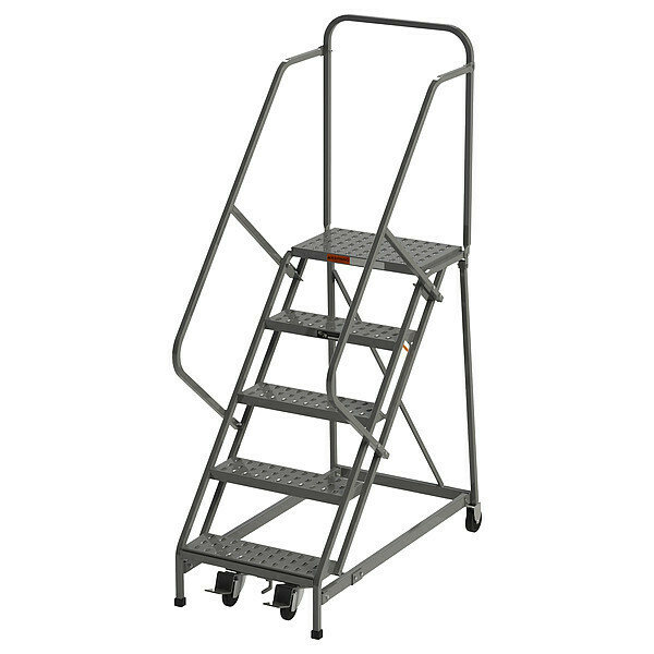 Ega 86 in H Steel Rolling Ladder, 5 Steps, 450 lb Load Capacity Z025